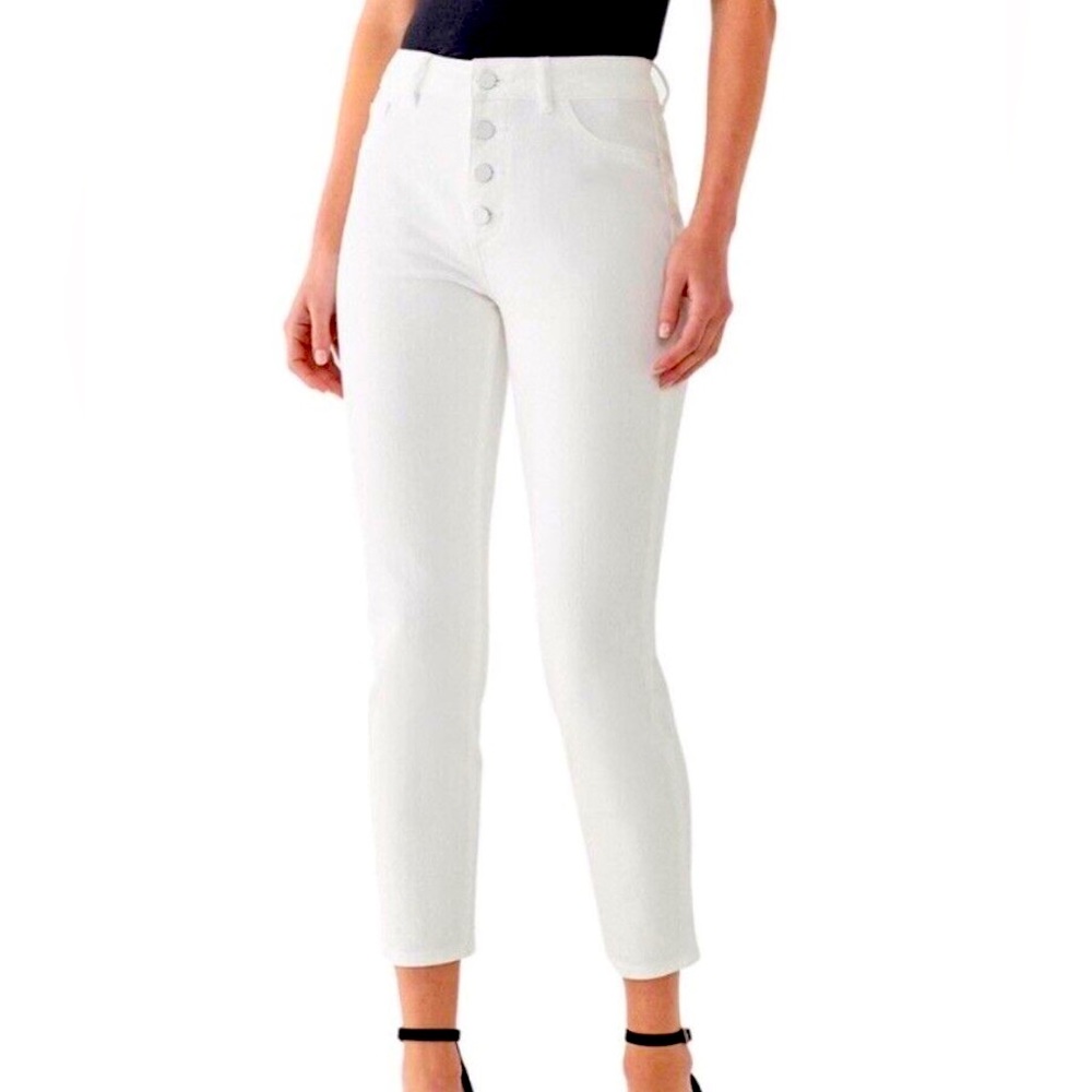 DL1961 Farrow Cropped High Rise Skinny White Jeans. Size 28 - Picture 1 of 6